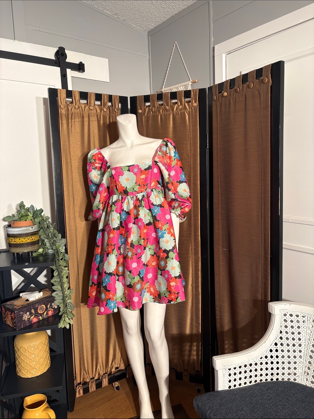Storia Floral Print Dress - Pink, Turquoise, Brown